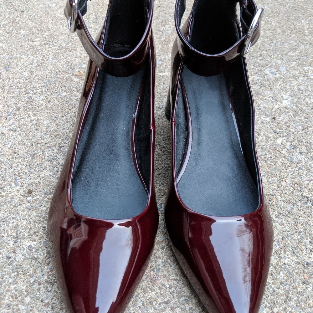 NWOT ASOS Patent Burgundy Ankle Strap Heels 8M